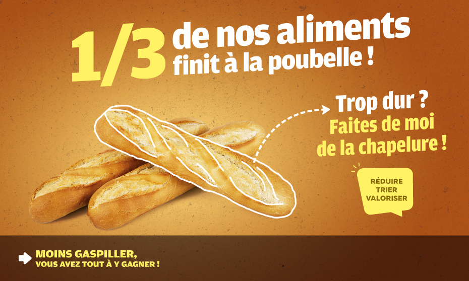 Campagne de réduction des déchets - 1/3 de  nos aliments part à la poubelle, moins gaspiller on a tous à y gagner ! Réduire, trier, valoriser